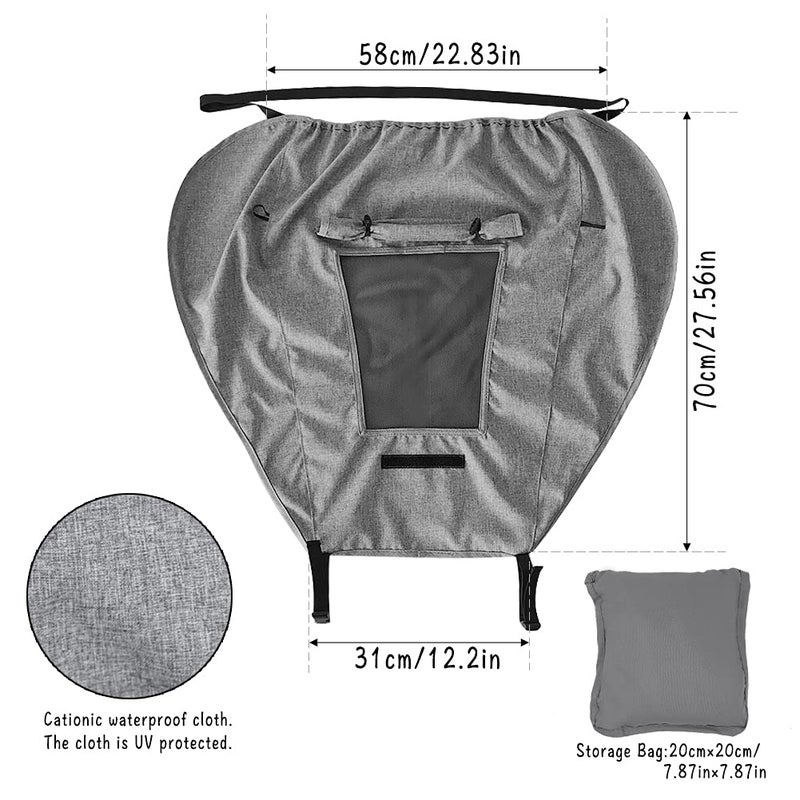 Apol Pram Sunshade Sun Cover, Sun Shade Stroller for Baby, Universal Waterproof Stroller Sunshade Cover Anti-UV with Viewing Window for Stroller(Grey) - Image 2
